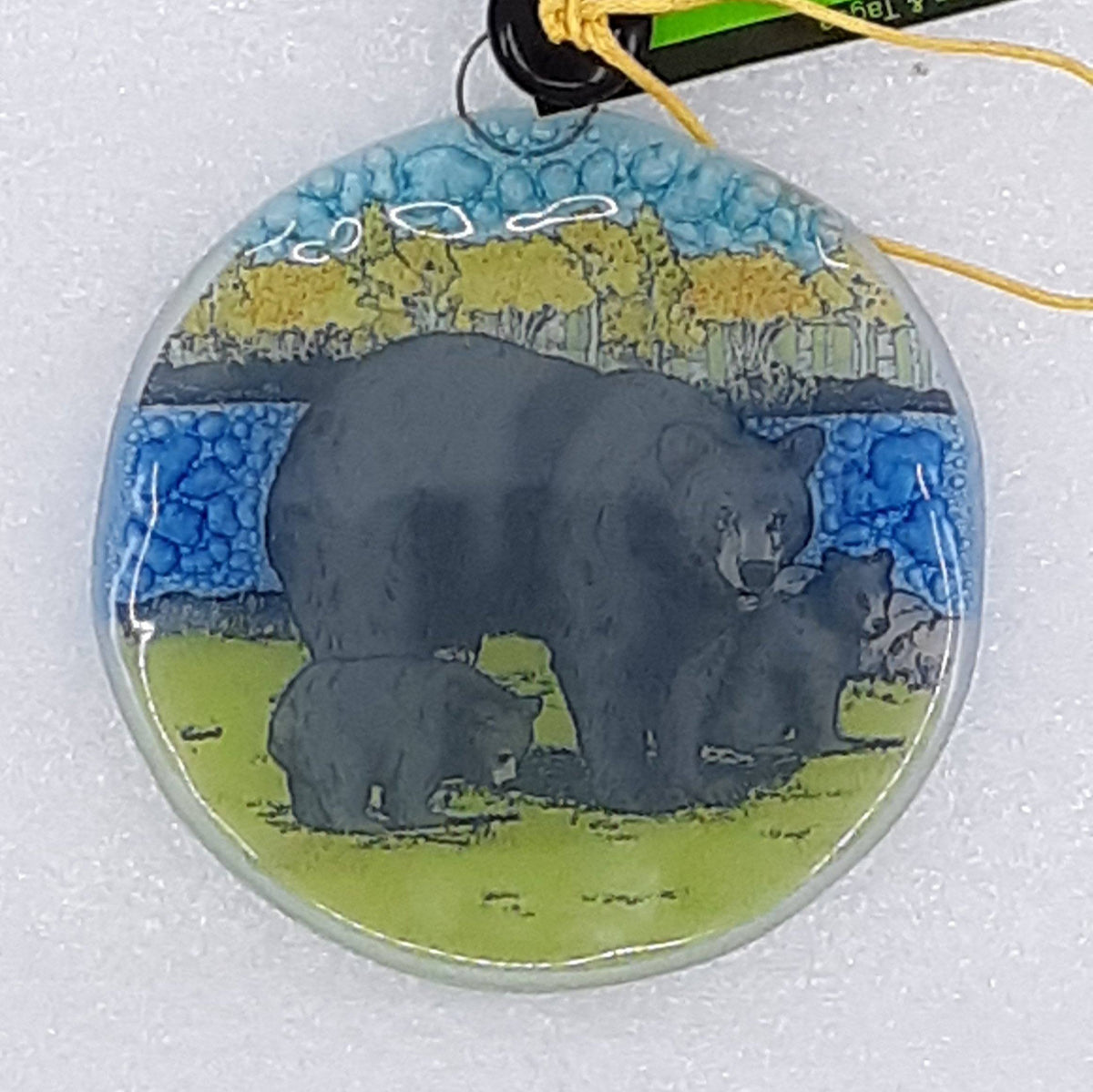 Fair Trade ornament 141 Black Bear Mother &amp; Cubs Luke Adams Glass Blowing Studio 