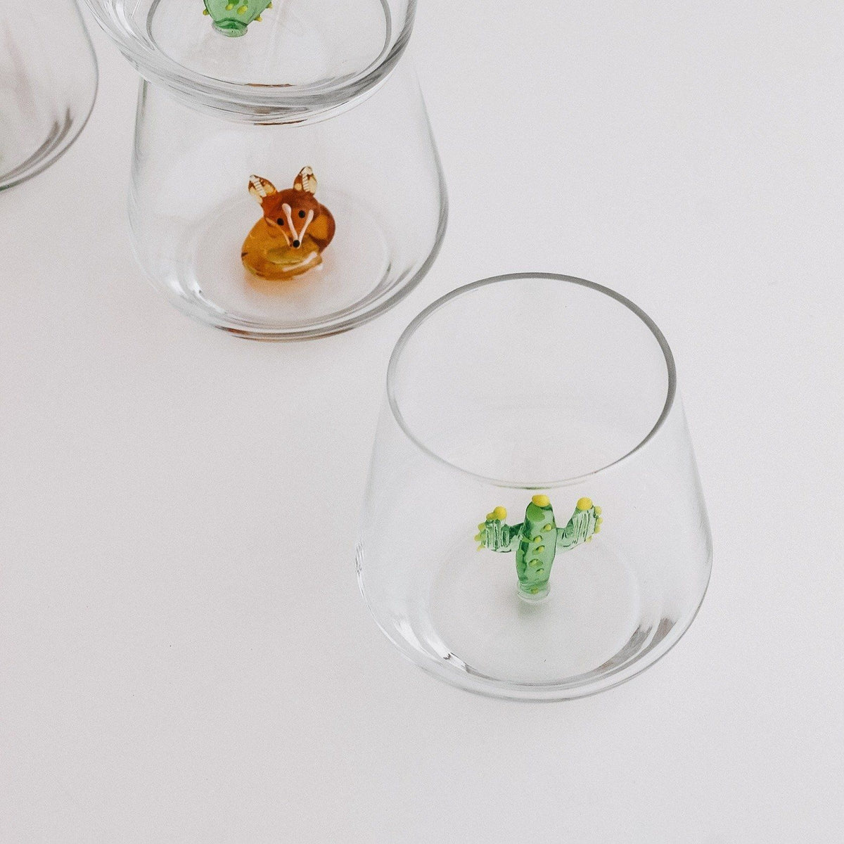 Tiny Animal Wine Glass, Cactus Decor MiniZoo 