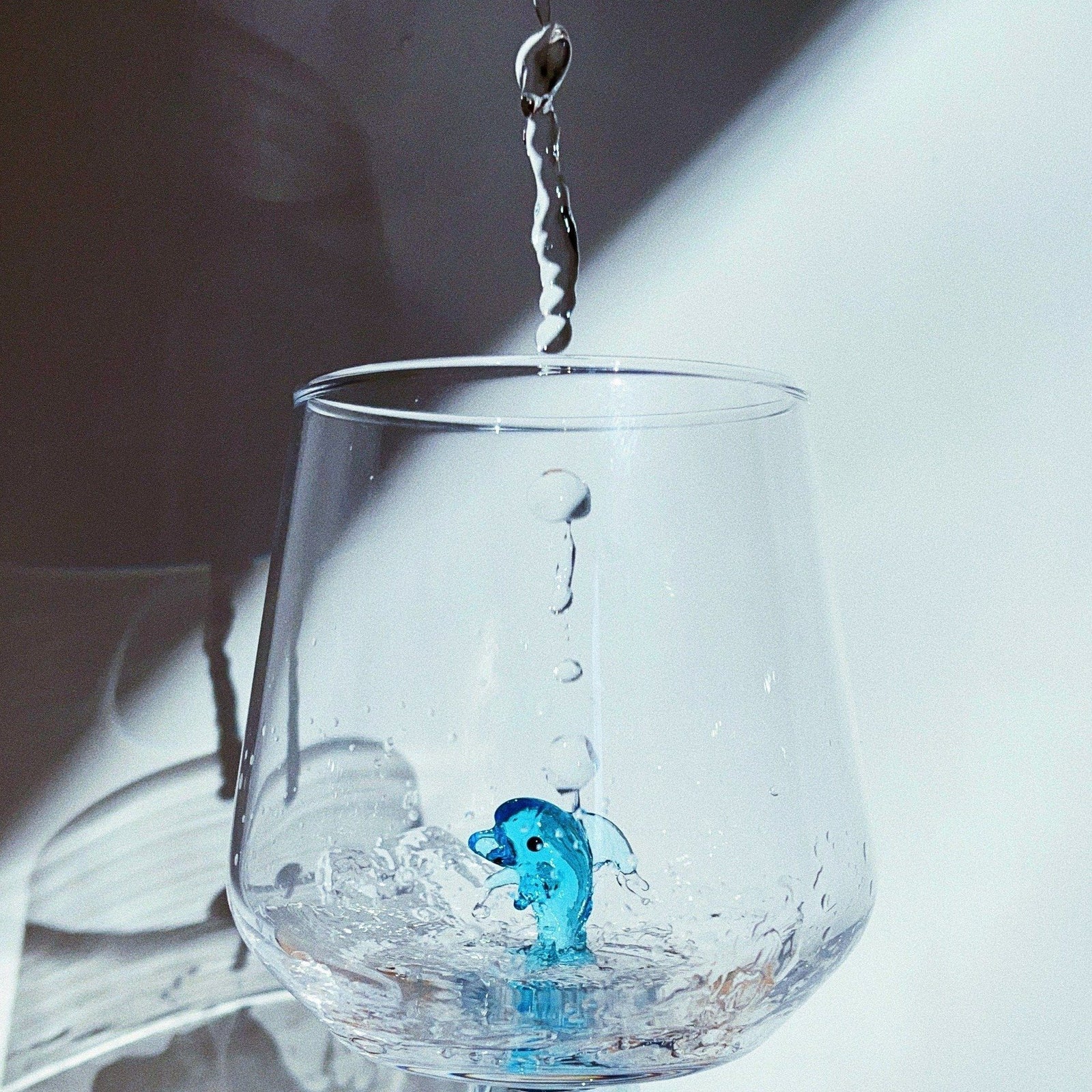 Tiny Animal Wine Glass, Dolphin Decor MiniZoo 