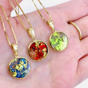 Stone + Locket Flame Pocket Chain Necklace