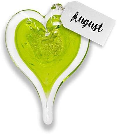 August Birthstone Small Heart- Peridot Luke Adams Glass Blowing Studio 