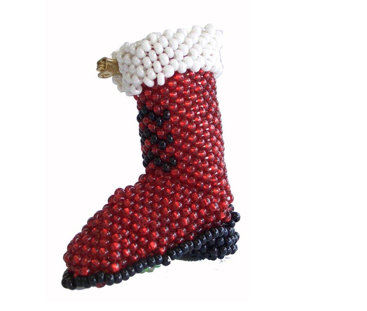 Glass Bead Ornament, Santa Boot Ornament Melange Collection 