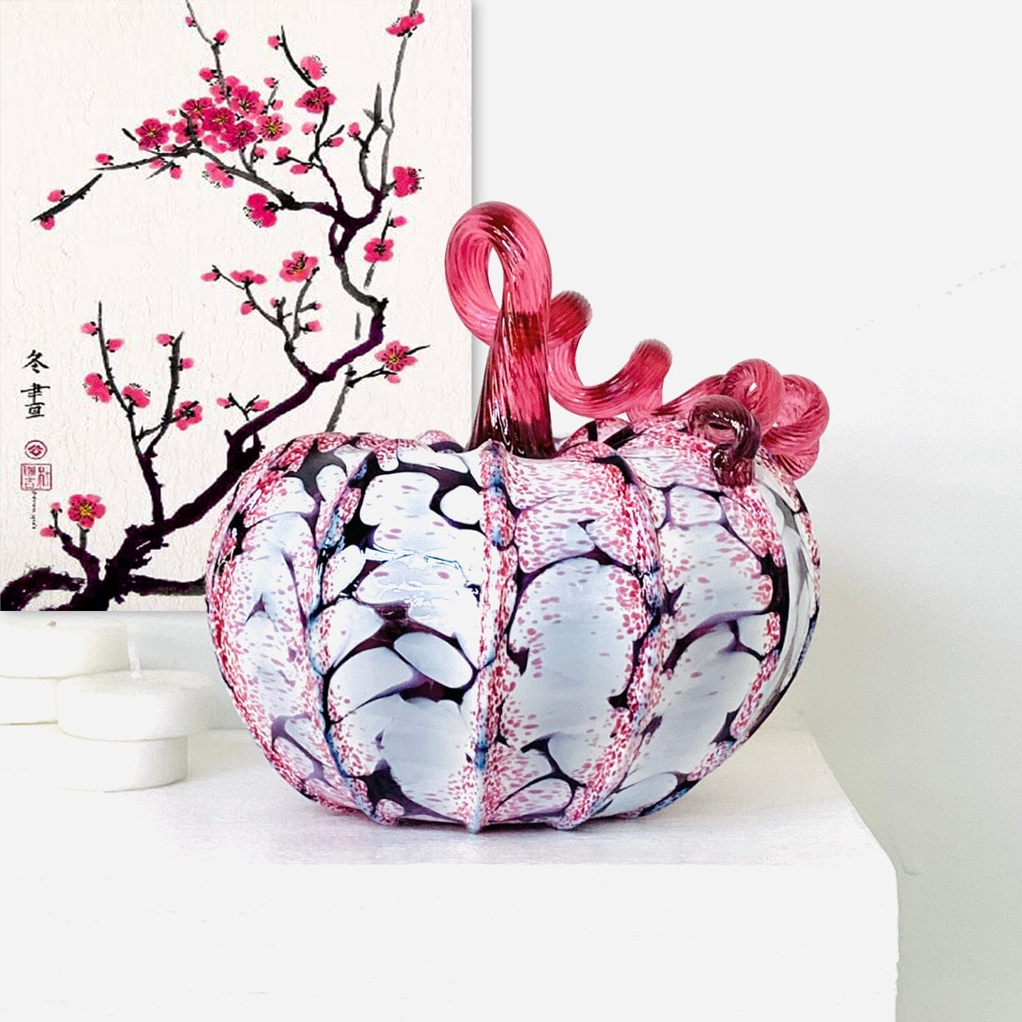 Limited Edition Cherry Blossom Pumpkin Gabby Luke Adams Glass Blowing Studio 