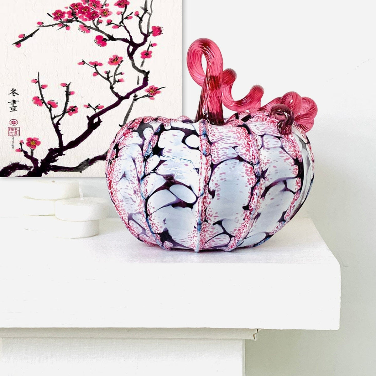 Limited Edition Cherry Blossom Pumpkin Gabby Luke Adams Glass Blowing Studio 