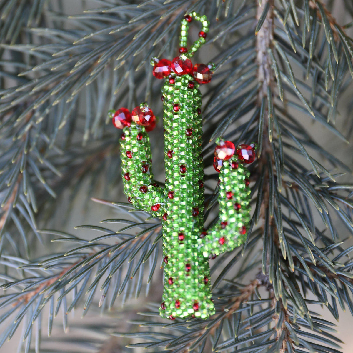 Glass Bead Ornament, Cactus Ornament Melange Collection 