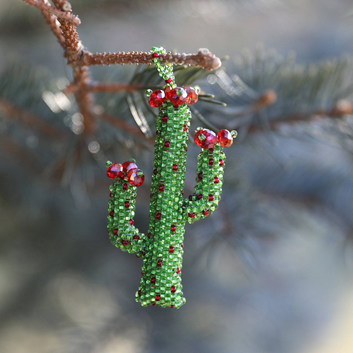 Glass Bead Ornament, Cactus Ornament Melange Collection 