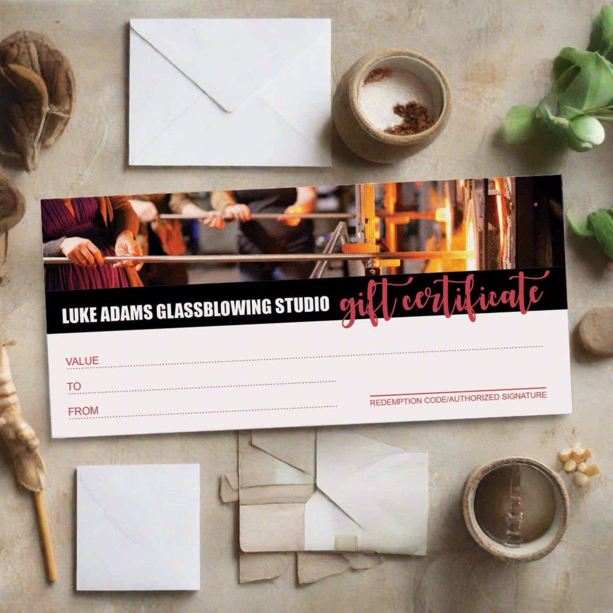 1 Hour Glassblowing Class Gift Certificate Gift Cards Luke Adams Glass Blowing Studio 