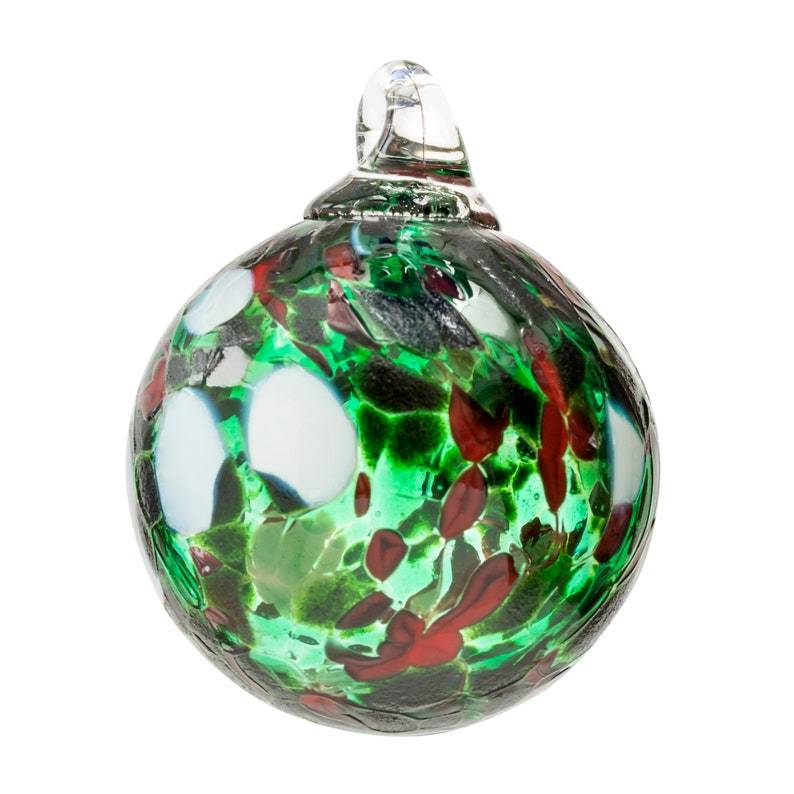 Holly Mini Holiday Ornament Ornament Luke Adams Glass Blowing Studio Holly 
