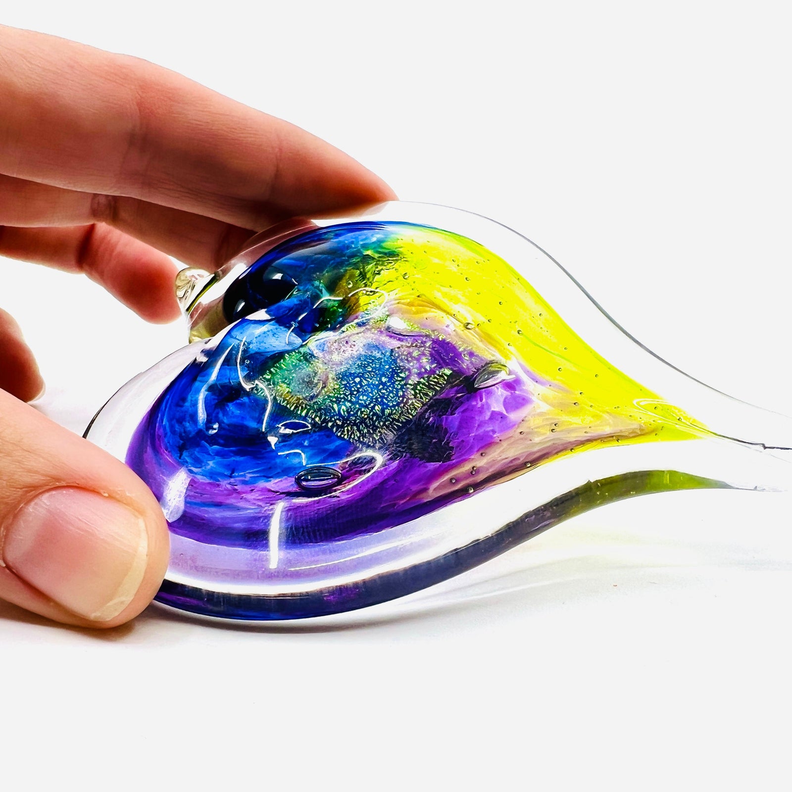 Heart Ornament, Aurora Suncatcher Luke Adams Glass Blowing Studio Small 