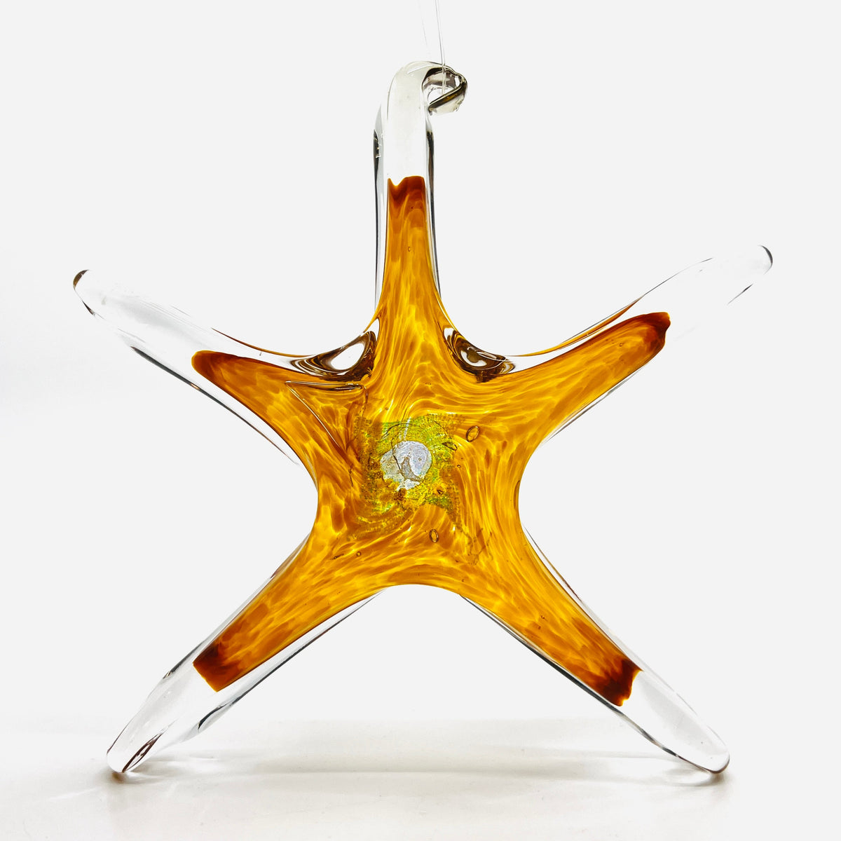 Star Ornament, Citrine Suncatcher Luke Adams Glass Blowing Studio 