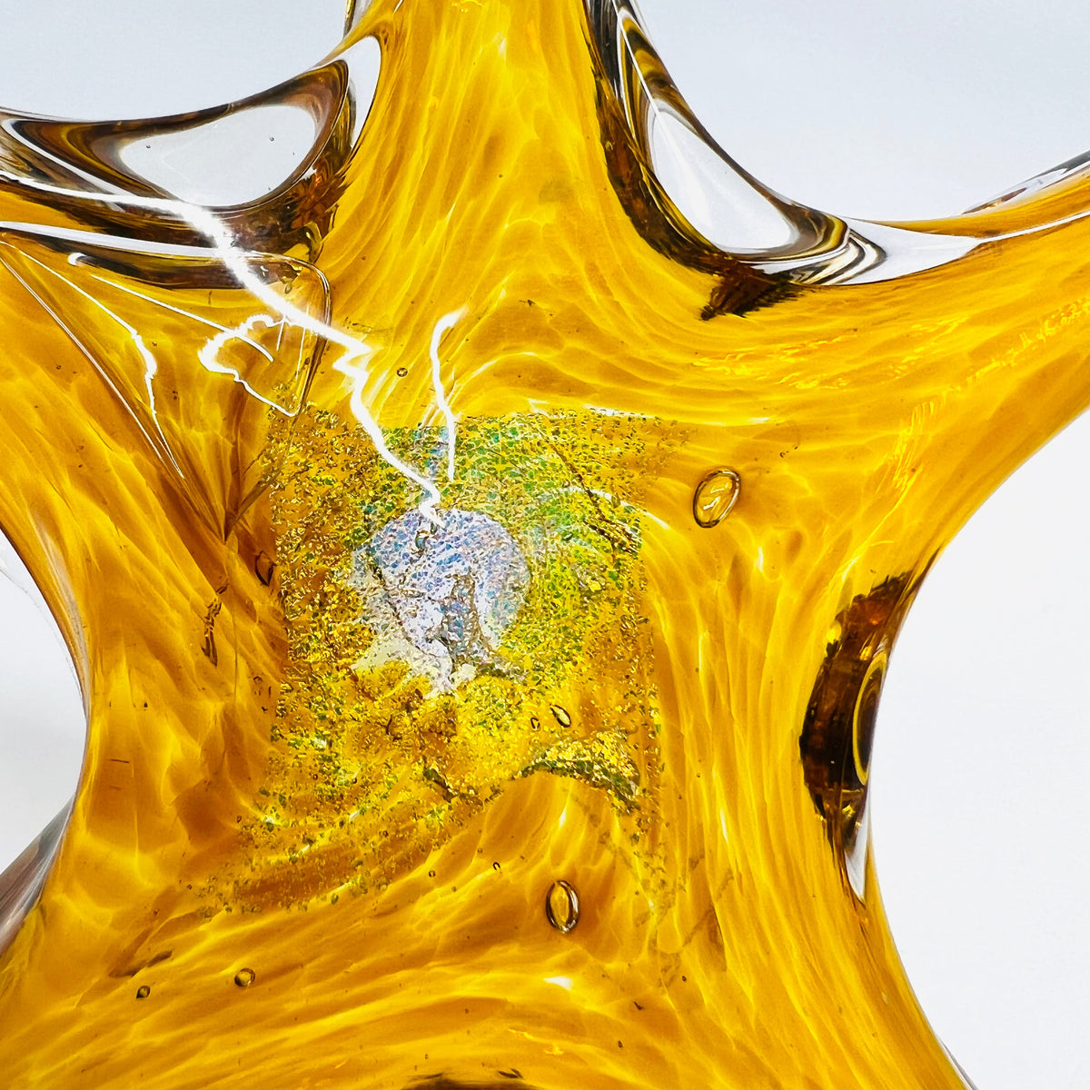 Star Ornament, Citrine Suncatcher Luke Adams Glass Blowing Studio 