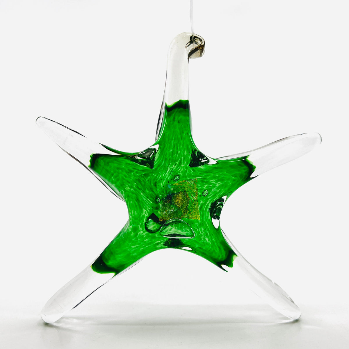 Star Ornament, Emerald Suncatcher Luke Adams Glass Blowing Studio 