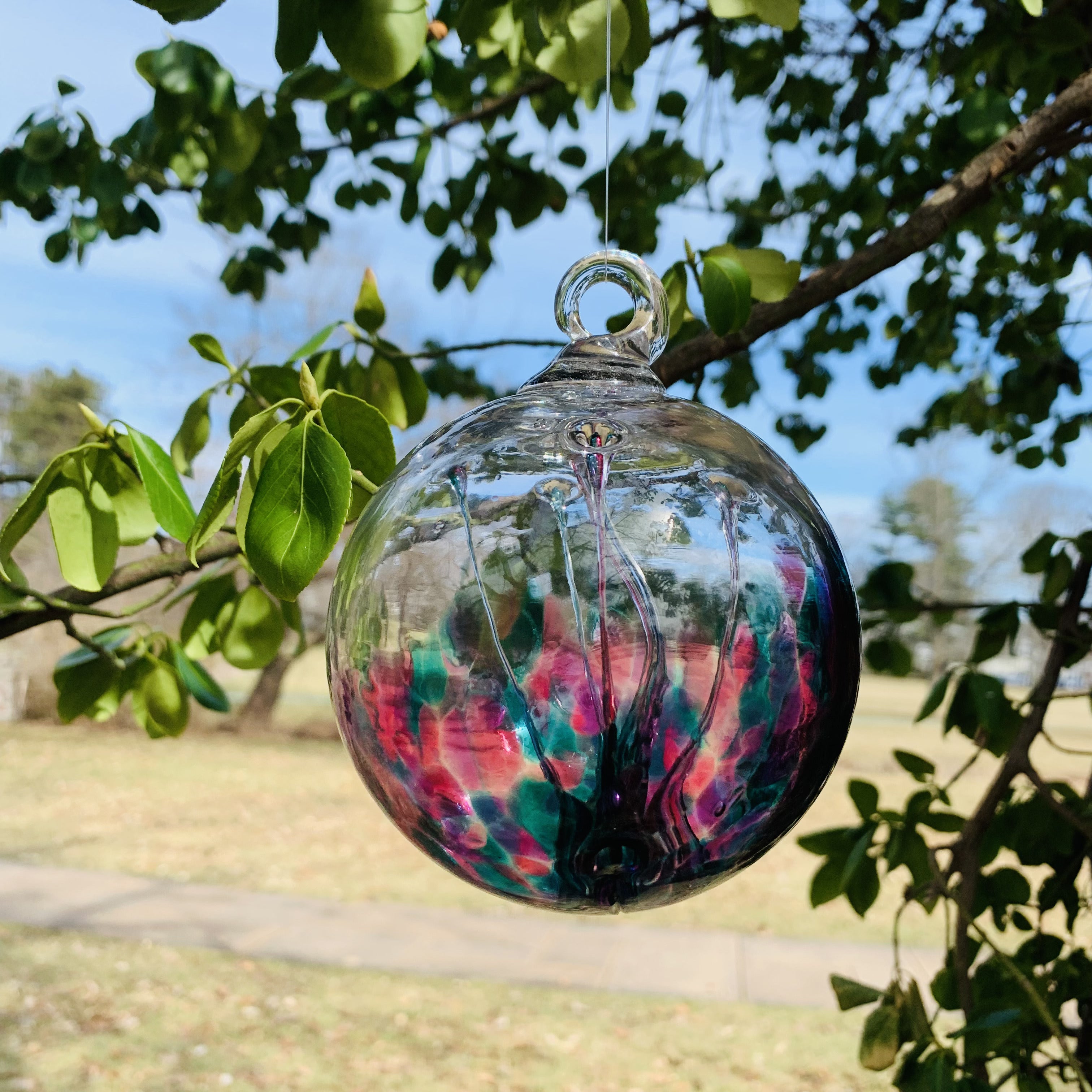 Wish Ball Ornament, Peacock - Luke Adams Glass Blowing Studio