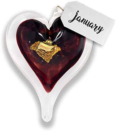 January Birthstone Small Heart- Garnet Luke Adams Glass Blowing Studio 