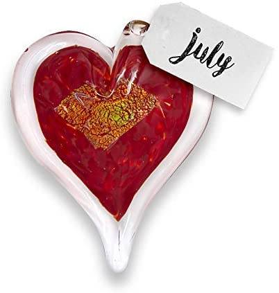 July Birthstone Small Heart- Ruby Luke Adams Glass Blowing Studio 