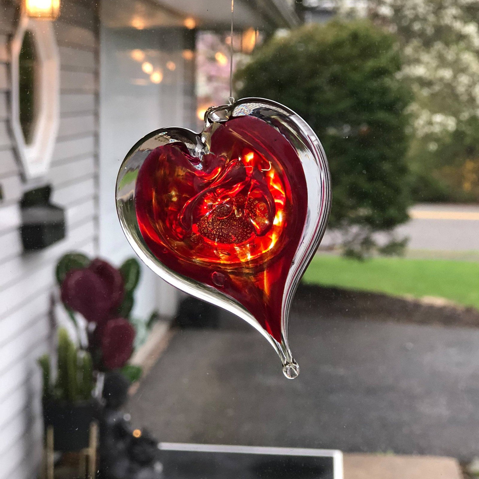 Glass Heart Suncatcher - Love Suncatcher Luke Adams Glass Blowing Studio 