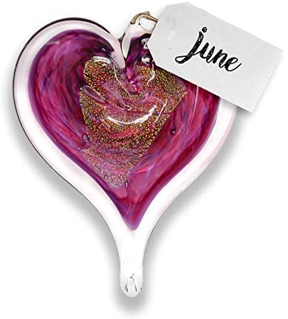 June Birthstone Small Heart- Alexandrite Luke Adams Glass Blowing Studio 