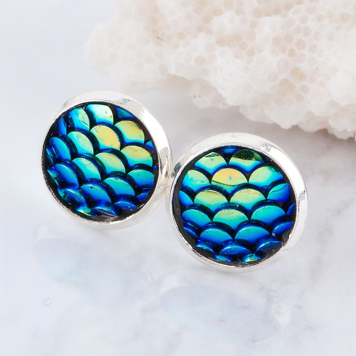 Mermaid Tail Stud Earrings, Mini Jewelry Luke Adams Glass Blowing Studio 