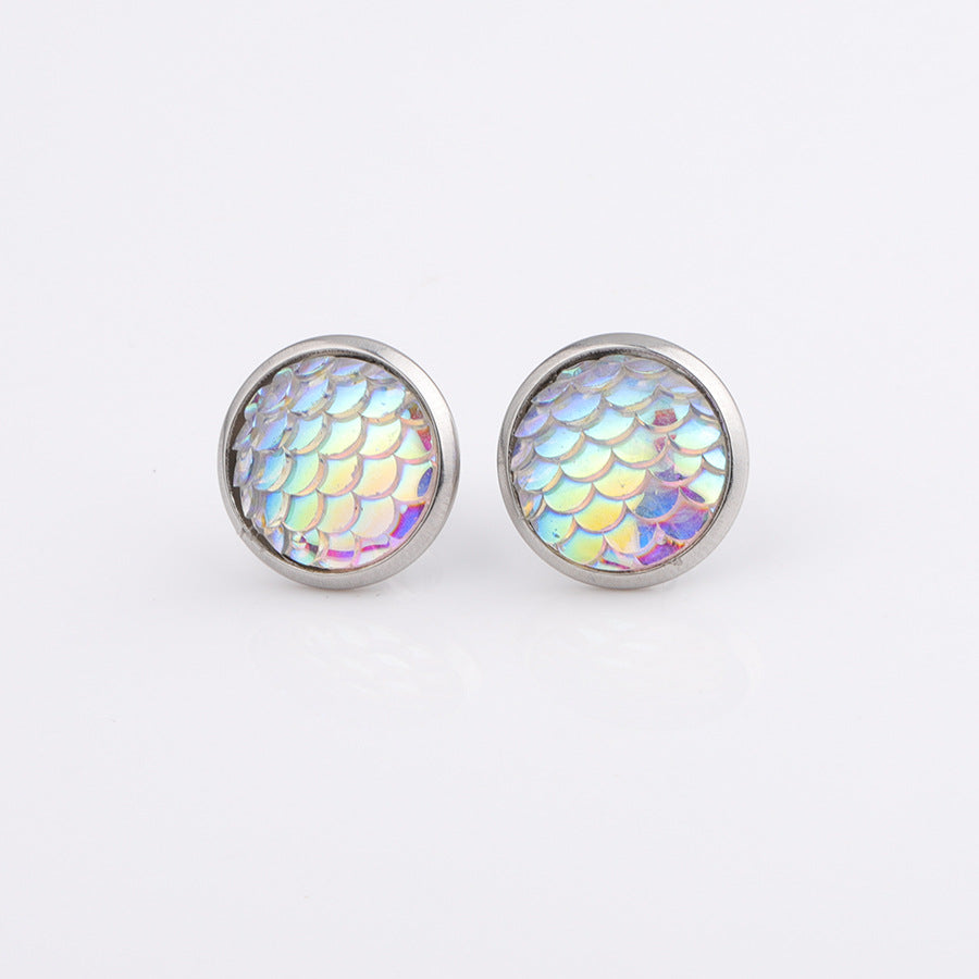 Mermaid Tail Stud Earrings, Large Jewelry - 