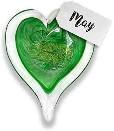 May Birthstone Small Heart- Emerald Luke Adams Glass Blowing Studio 