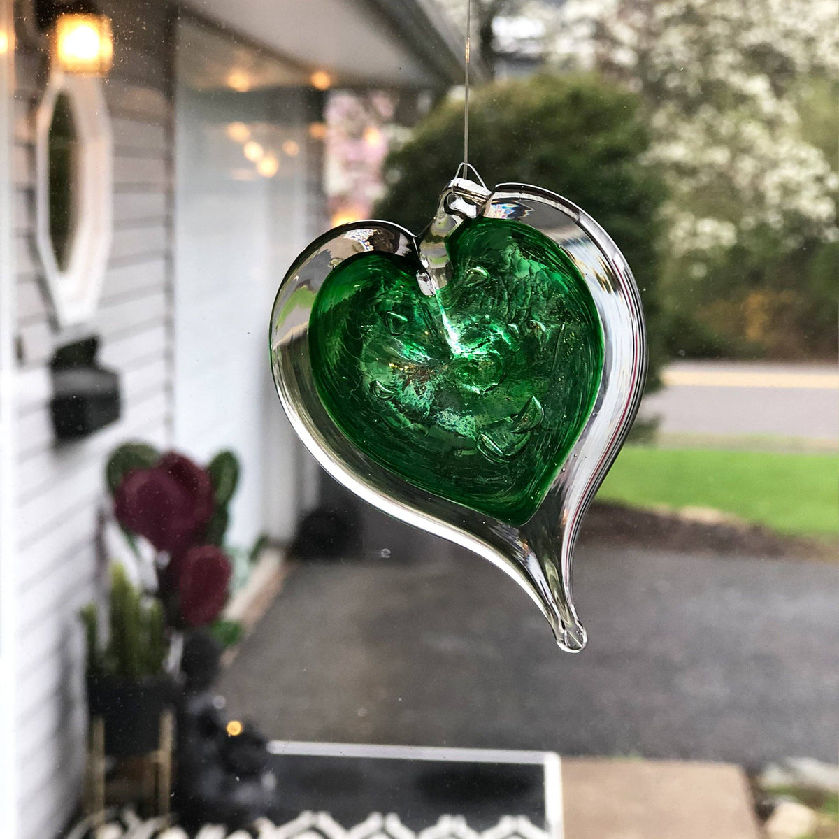 May Birthstone Small Heart- Emerald Luke Adams Glass Blowing Studio 