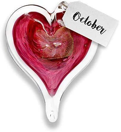 October Birthstone Small Heart- Tourmaline Luke Adams Glass Blowing Studio 