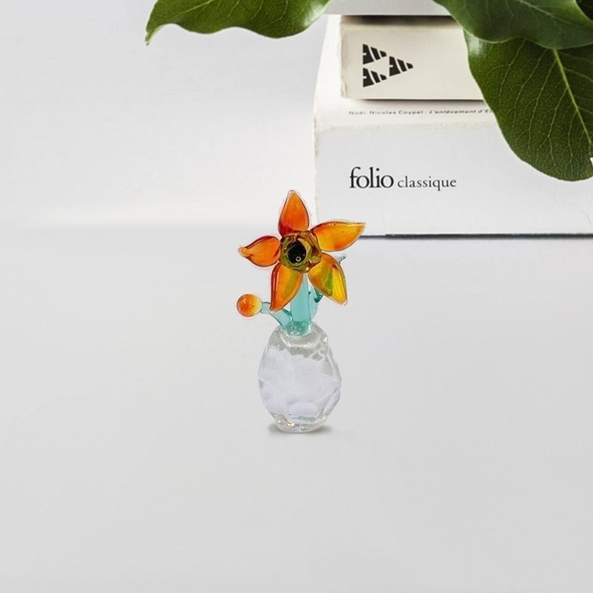 Mini Potted Flower, Orange Miniature Luke Adams Glass Blowing Studio 