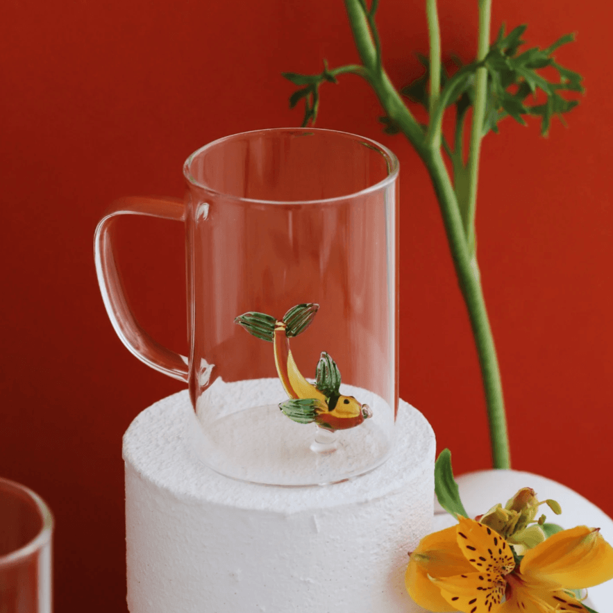 Tiny Animal Glass Mug, Fish Decor MiniZoo 