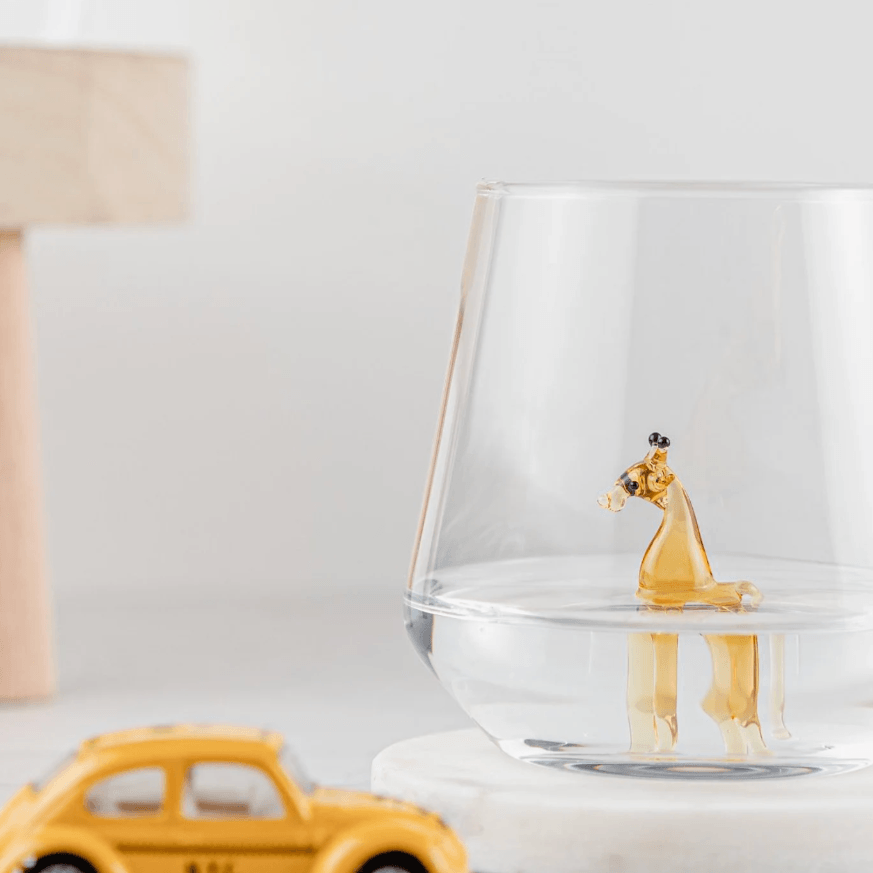 Tiny Animal Wine Glass, Giraffe Decor MiniZoo 