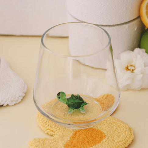 Tiny Animal Wine Glass, Turtle Decor MiniZoo 