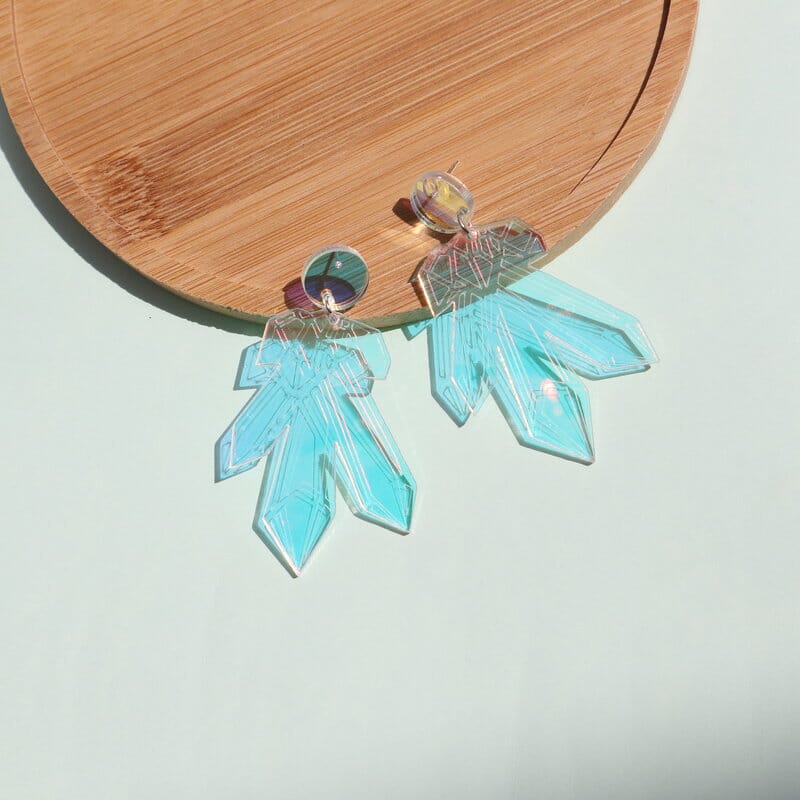 Acrylic Earrings, Iridescent Crystal Jewelry - 