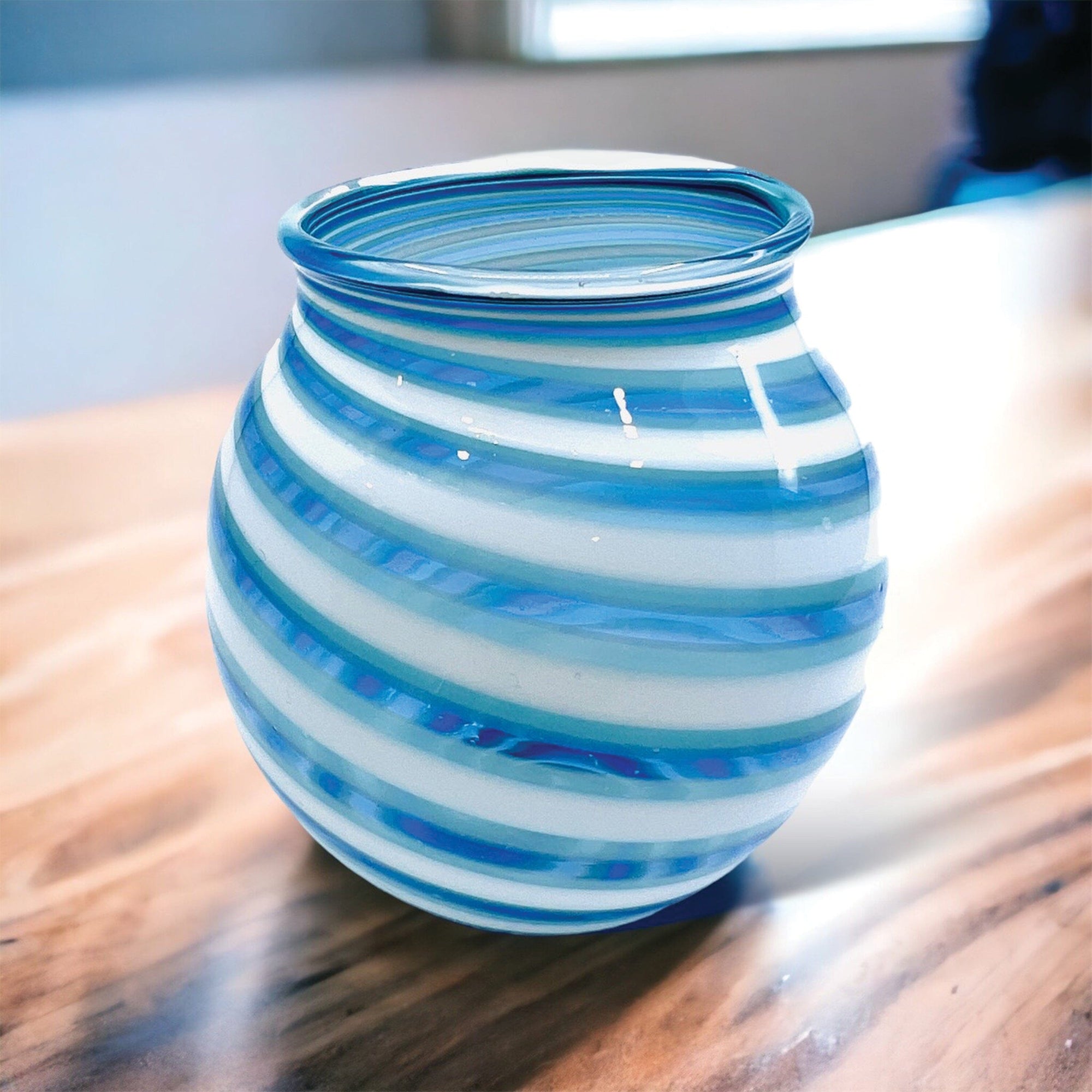 Tea Light Votive, Blue Swirl Decor Probstein Studios 