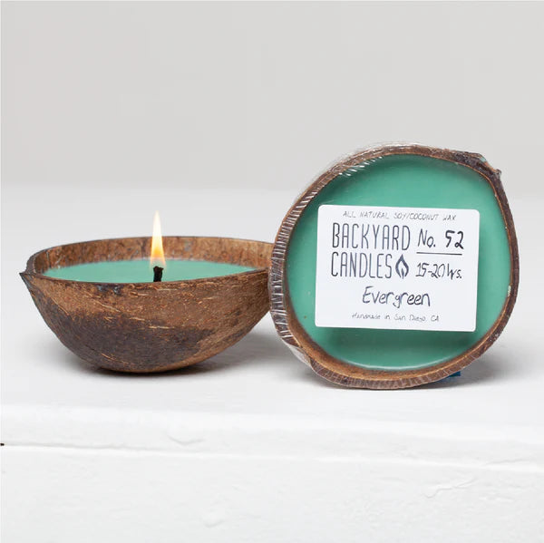 Coconut Shell Candle, Evergreen Decor Backyard Candles 