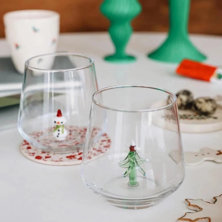 Tiny Animal Wine Glass, Christmas Tree Decor MiniZoo 