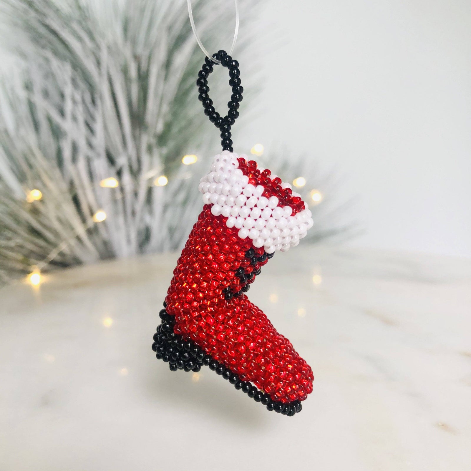 Glass Bead Ornament, Santa Boot Ornament Melange Collection 