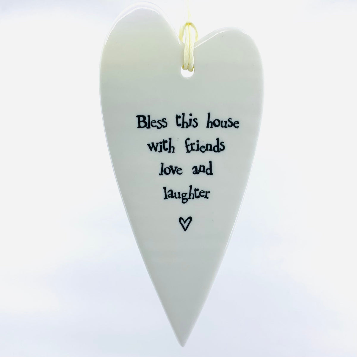 Porcelain Heart Sentiments Ornament Two&#39;s Company Bless this house with friends love and laughter 
