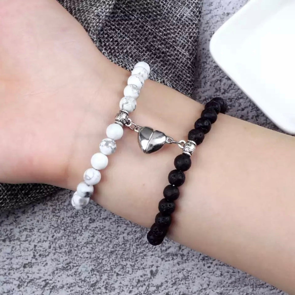 Magnetic Couple Bracelets Woman Men Romantic Heart Matching - Temu