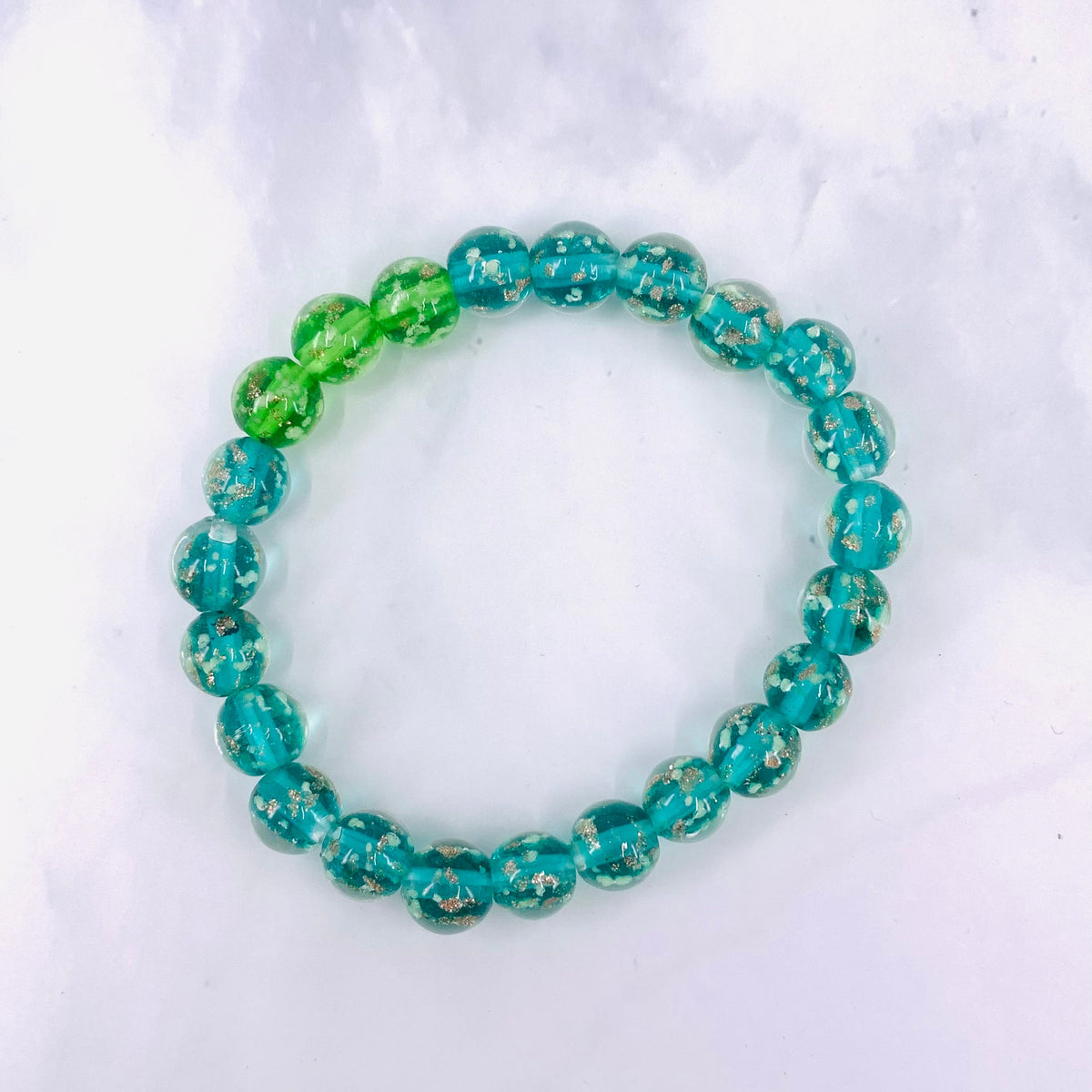 Mermaid Glow Glass Bracelet Jewelry - Teal &amp; Lime 