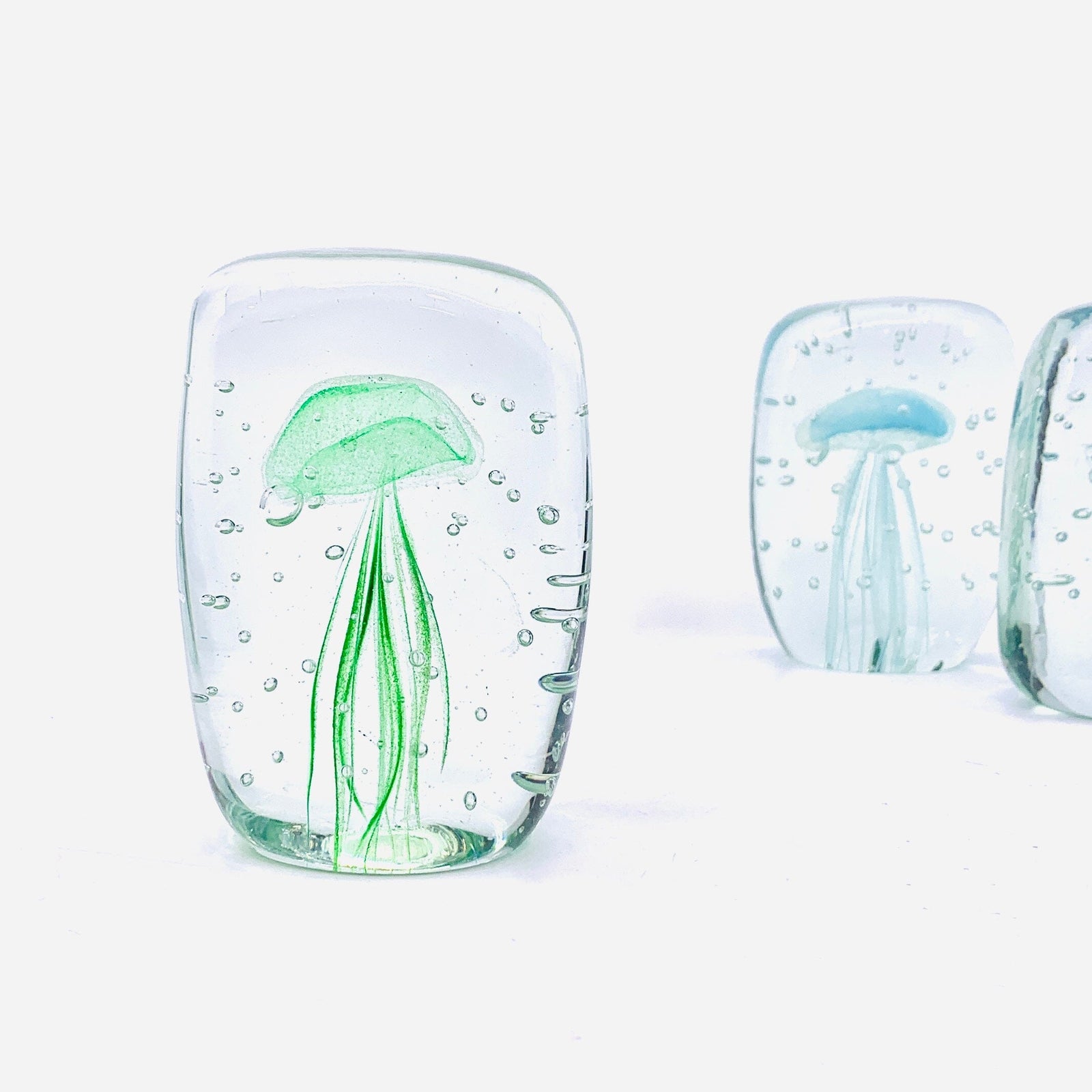 Glow in the Dark Jellyfish Paperweight Block, Green Decor Chesapeake Bay 