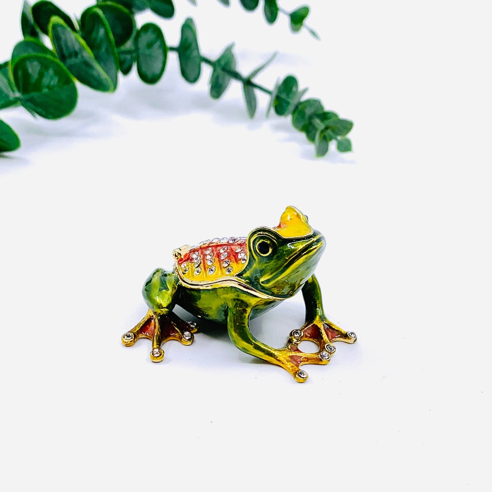 Bejeweled Enamel Trinket Box, Frog Decor Kubla Craft 