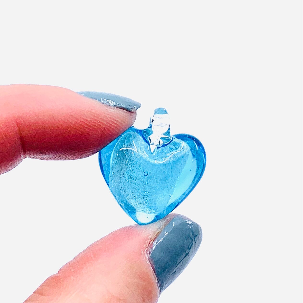 Glass Foil Hearts, Powder Blue Miniature - 