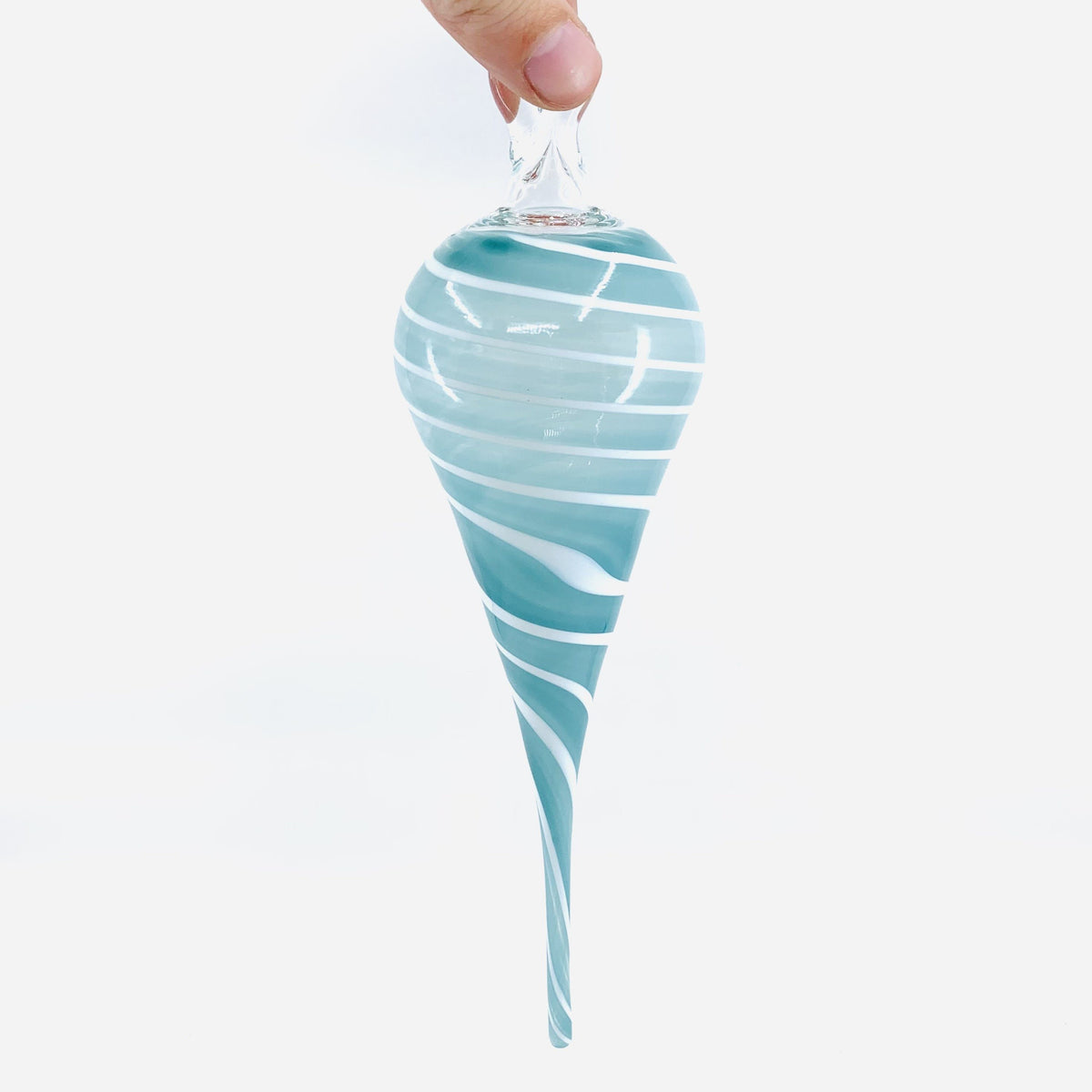 Icicle Drop Ornament, Teal and White Probstein Studios 