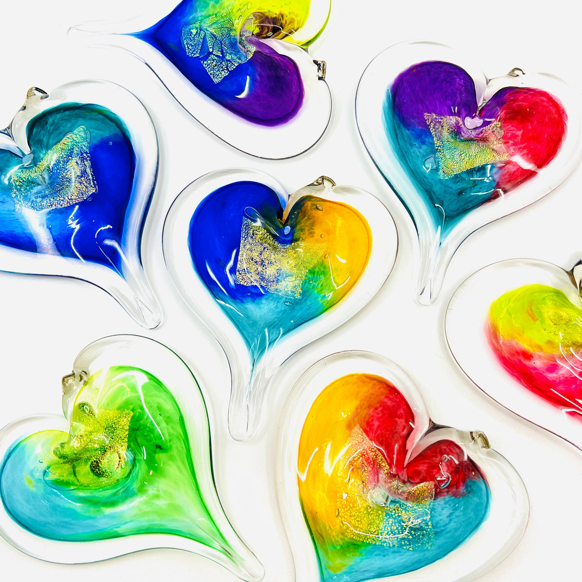Heart Ornament, Raindrop Suncatcher Luke Adams Glass Blowing Studio 