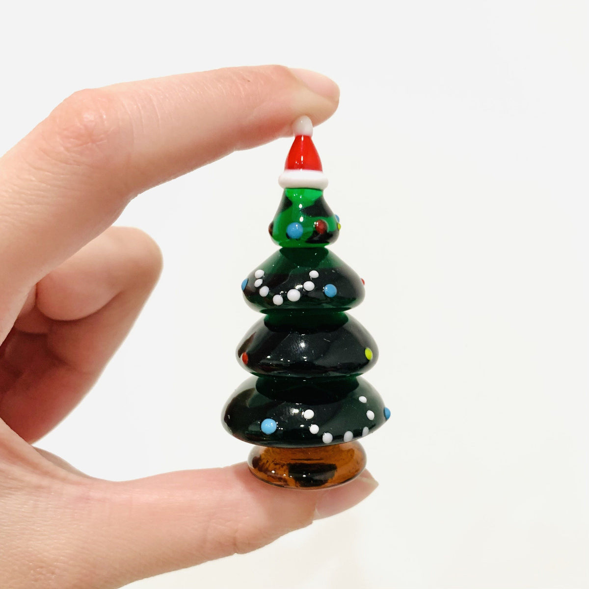 Little Glass Trees, Santa Hat Miniature - 