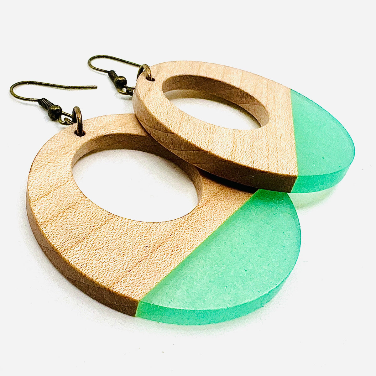 Beach Baby Wooden Disc Earrings Second Nature Jewelry Seafoam 