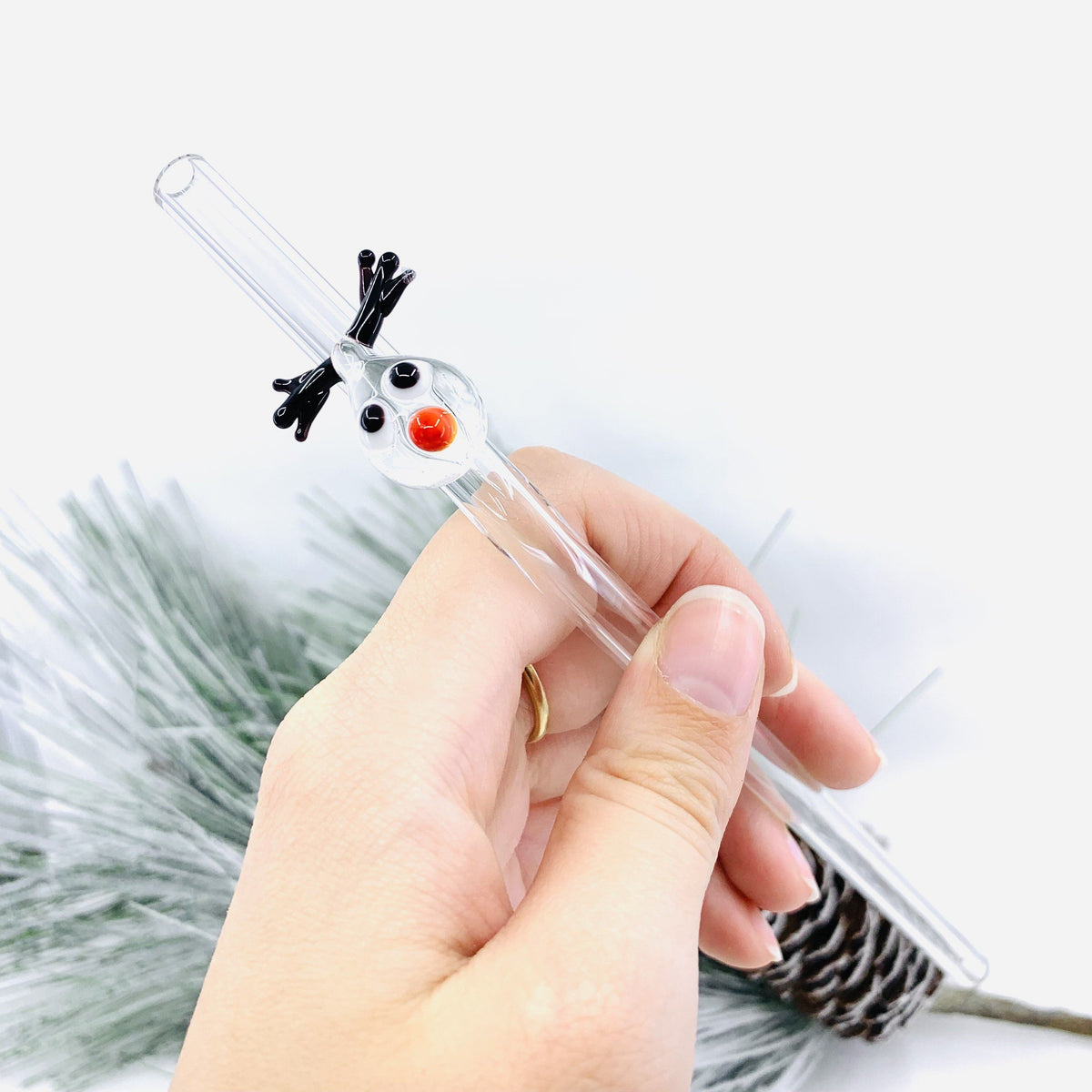 Tiny Animal Glass Straw, Reindeer MiniZoo 