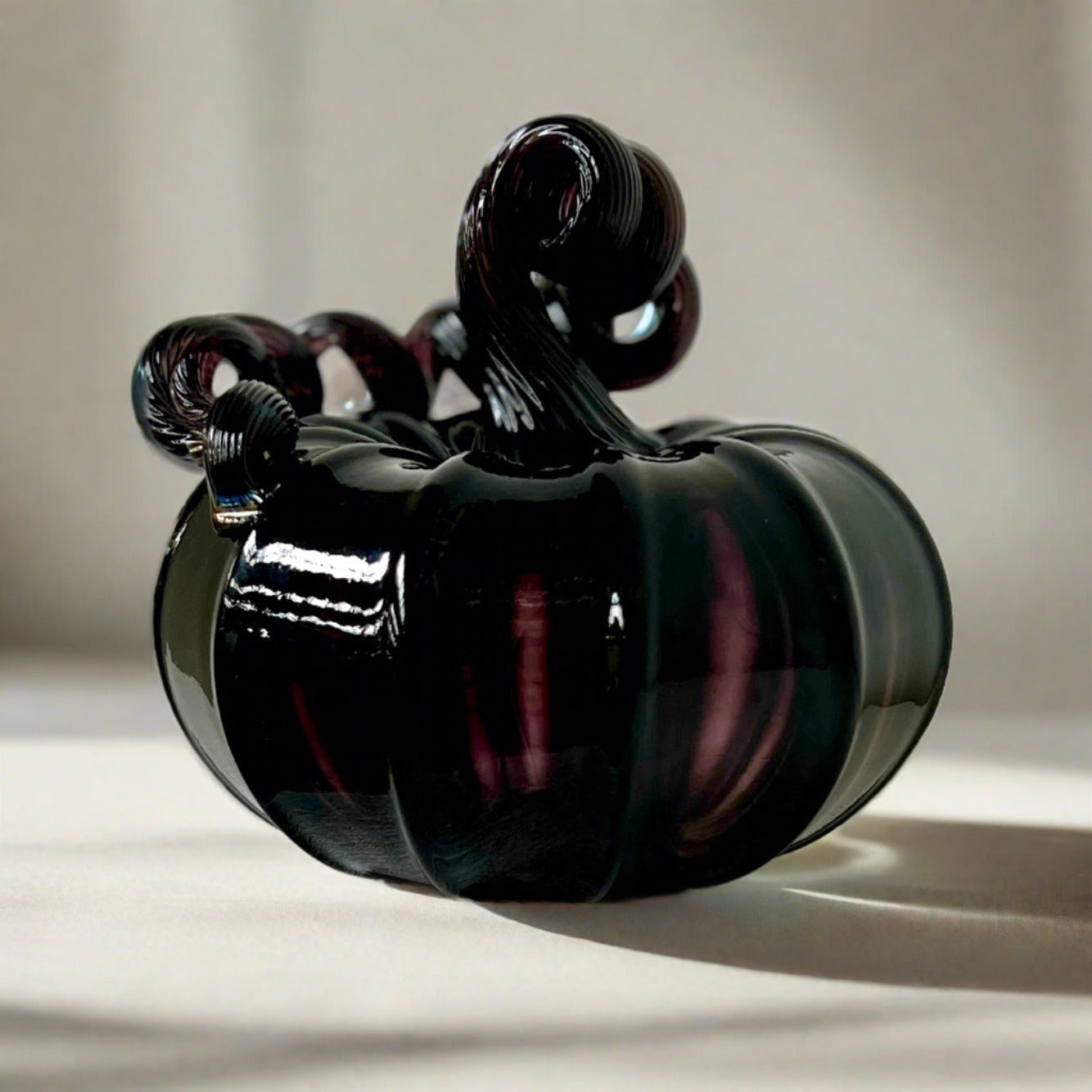 Squat Glossy Black Pumpkin Pumpkin Luke Adams Glass Blowing Studio 