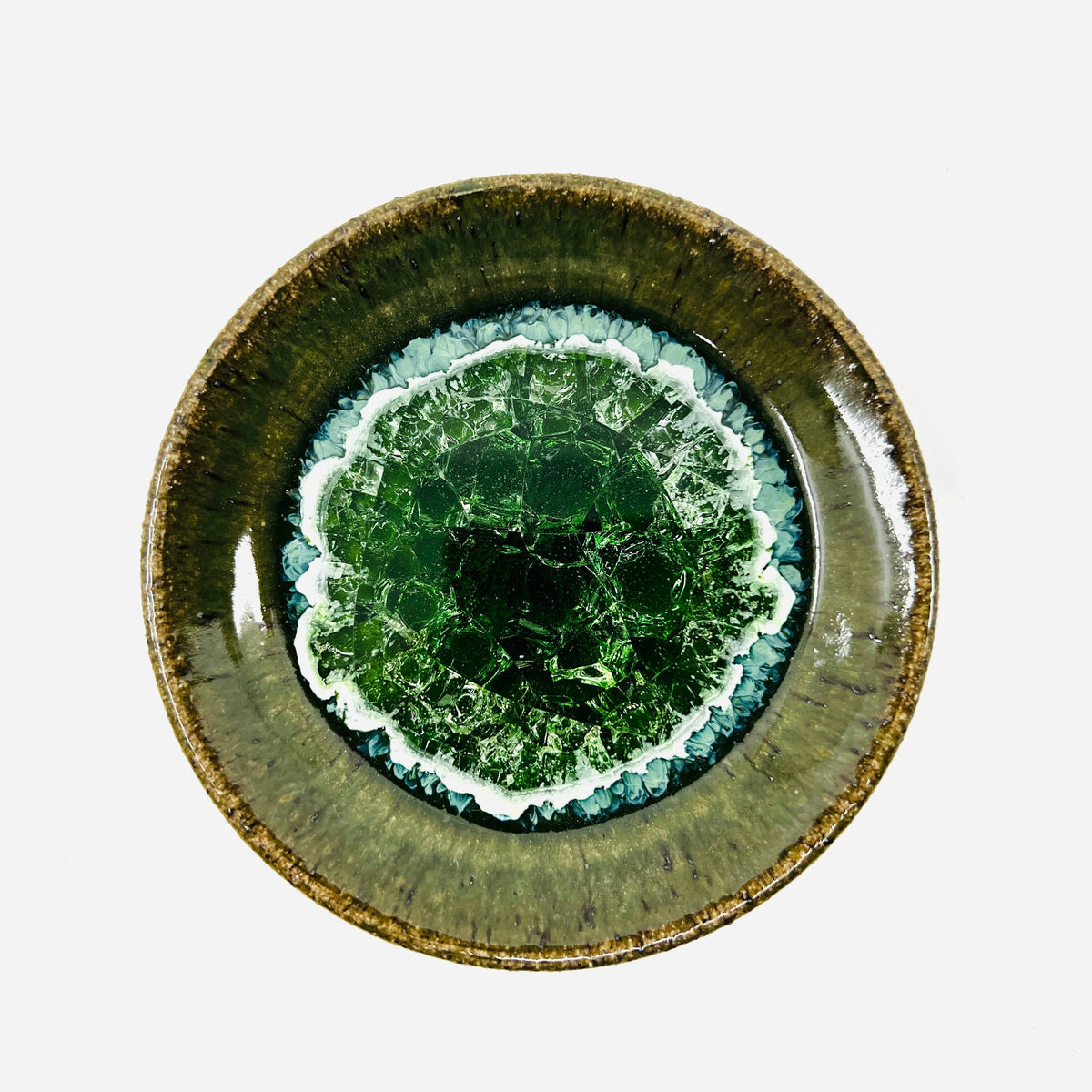 Small Ceramic and Glass Dish, Emerald Decor Dock 6 