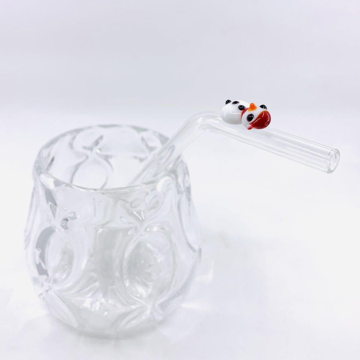 Tiny Animal Glass Straw, Snowman MiniZoo 