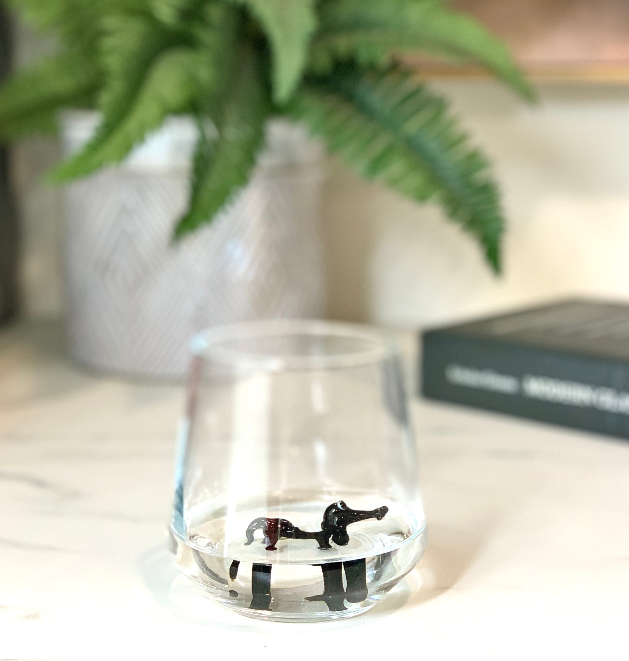 Tiny Animal Wine Glass, Dachshund Dog Decor MiniZoo 